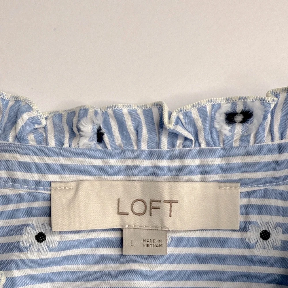 LOFT Clip Dot Daisy Ruffle Top - Picture 8 of 9